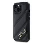 Karl Lagerfeld KLHCP13MPQDSMGK iPhone 13 6.1" black hardcase Diagonal Quilted Script - imagine 2