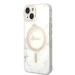 Guess Set GUBPP14SHMEACSH Case+Charger iPhone 14 / 15 / 13 6,1" white hard case Marble MagS - imagine 2