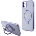 Guess GUHMN61HRSGSU iPhone 11 / Xr 6.1" purple hardcase Ring Stand Script Glitter MagSafe