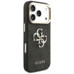 Case Guess 4G Big 4G Classic Logo Big Strap Metal Buttons for iPhone 17 Pro black - imagine 4