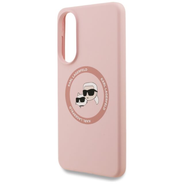 Case Karl Lagerfeld Silicone Double Heads And Circle MagSafe for Samsung Galaxy S25 Edge pink - imagine 6