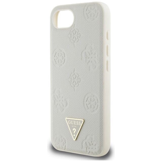 Case Guess Grained Hot Stamp Peony Triangle Logo MagSafe for iPhone 16e beige - imagine 6