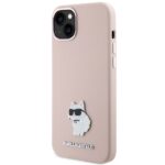Karl Lagerfeld KLHCP15SSMHCNPP iPhone 15/ 14 / 13 6.1" pink Silicone Choupette Metal Pin - imagine 2