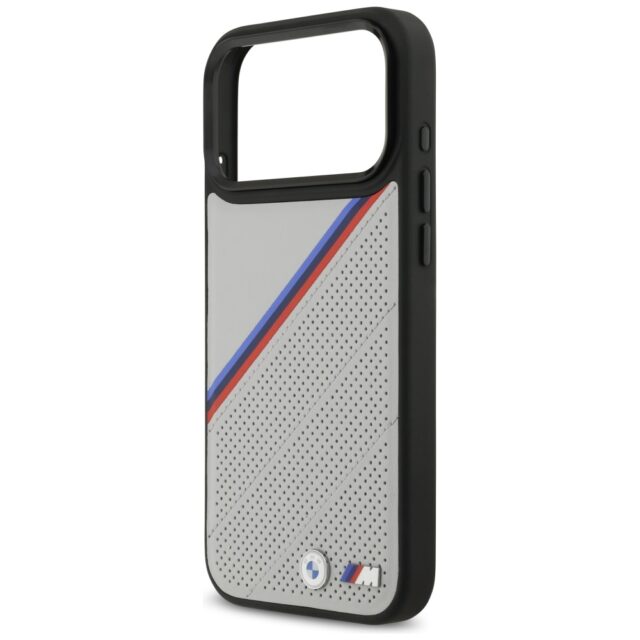 BMW M Tricolor Metal Logo MagSafe Case for iPhone 17 Pro Max Gray - imagine 6