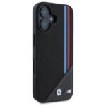 BMW BMHMP16S23PUTRK iPhone 16 6.1" black hardcase M Meshed Tricolor Stripes MagSafe - imagine 4