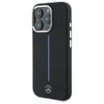 Mercedes MEHMP16L23SUMBK iPhone 16 Pro 6.3" black hardcase Silicone Blue Stripe MagSafe - imagine 2