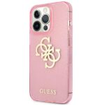 Guess GUHCP13LPCUGL4GPI iPhone 13 Pro /13 6,1" pink hard case Glitter 4G Big Logo - imagine 2