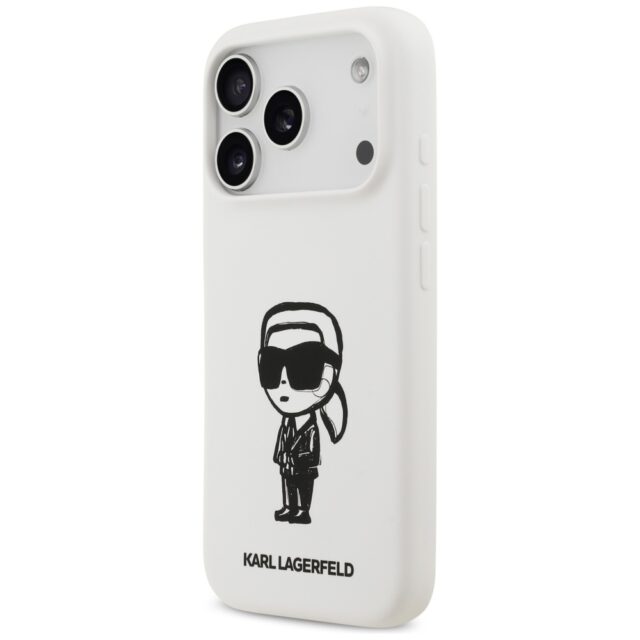 Case Karl Lagerfeld Silicone Karl Sketch & Logo MagSafe for iPhone 17 Pro white - imagine 2