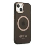 Guess GUHMP13MHTCMK iPhone 13 / 14 / 15 6.1" black hard case Gold Outline Translucent MagSafe - imagine 4