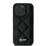 Guess GUHCP16LPSQSQSK iPhone 16 Pro 6.3" black hardcase Quilted Metal Logo - imagine 3