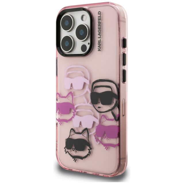 Case Karl Lagerfeld IML Multi K&C Head Pattern for iPhone 16 Pro pink - imagine 2