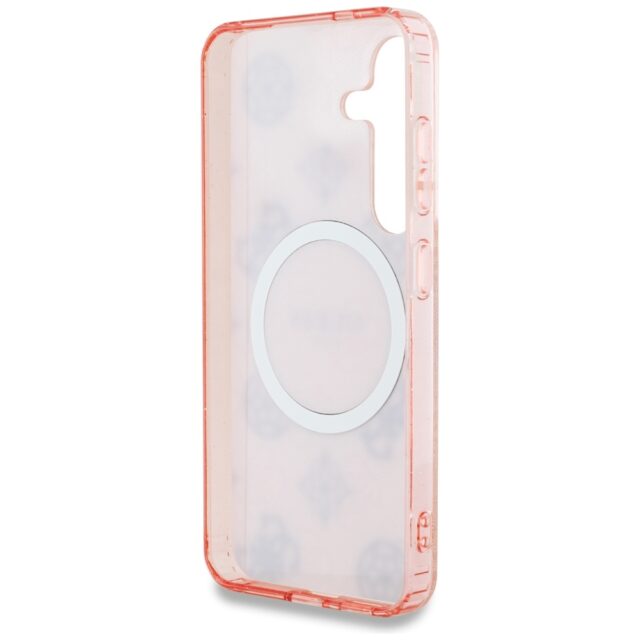Case Guess 4G Background Gold Electroplated Peony Pattern MagSafe do Samsung Galaxy S25 pink - imagine 7