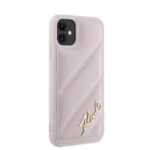 Karl Lagerfeld KLHCN61PQDSMGP iPhone 11 / Xr 6.1" pink hardcase Diagonal Quilted Script - imagine 4