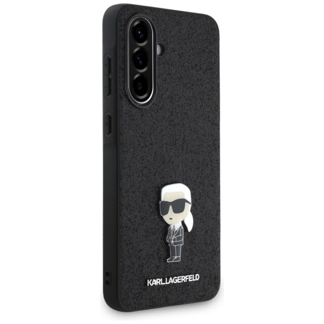 Case Karl Lagerfeld Fixed Glitter Ikonik Logo Metal Pin for Samsung Galaxy A56 black - imagine 3