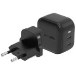 ENERGEA Wall Charger 2xUSB-C PD-PPS 45W 2C black US+EU Travelite GAN45