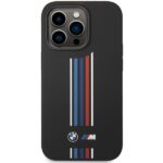 Case BMW BMHCP14X22SWTK iPhone 14 Pro Max 6.7" black Silicone Vertical Tricolor Lines - imagine 3
