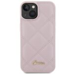 Guess GUHCP15SPSQSQSP iPhone 15 / 14 / 13 6.1" pink hardcase Quilted Metal Logo - imagine 3