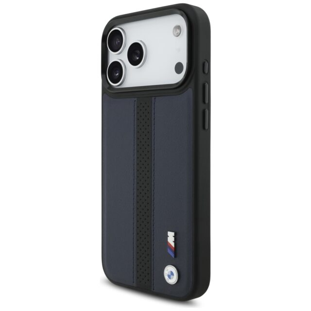 Case BMW M Perforated Stripe Logo MagSafe for iPhone 17 Pro Max navy blue - imagine 2
