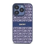 DKNY DKHCP15LPRTHSLB iPhone 15 Pro 6.1 inch blue hardcase Leather Mono Stripe & Metal Logo - imagine 3