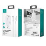 USAMS Wall Charger MT 2xUSB-C + USB GaN 65W T33 PD + USB-C to USB-C Cable 100W Fast Charging white - imagine 2