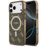 Guess IML 4G Background MagSafe Case for iPhone 17 Pro Max Brown