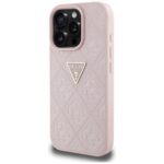 Case Guess Hot Stamp 4G Pattern Triangle Metal Logo for iPhone 16 Pro pink - imagine 2