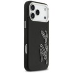 Karl Lagerfeld FW Grained Signature Logo Case for iPhone 17 Pro Max Black - imagine 4