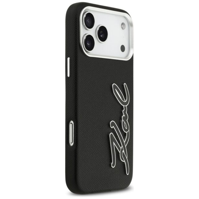 Karl Lagerfeld FW Grained Signature Logo Case for iPhone 17 Pro Max Black - imagine 4