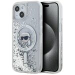 Karl Lagerfeld KLHMP15SLGKISGH iPhone 15 /14 / 13 6.1" hardcase transparent Liquid Glitter Karl Head
