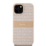 DKNY DKHCP15MPRTHSLP iPhone 15 Plus / 14 Plus 6.7 inch pink hardcase Leather Mono Stripe & Metal Log - imagine 3