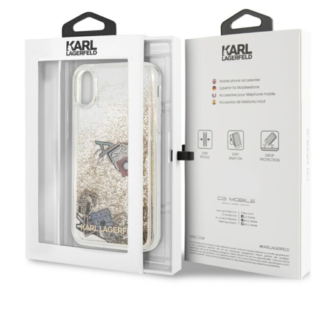 Karl Lagerfeld KLHCI61KSICGO iPhone Xr gold hard case Iconic Liquid Glitter - imagine 7