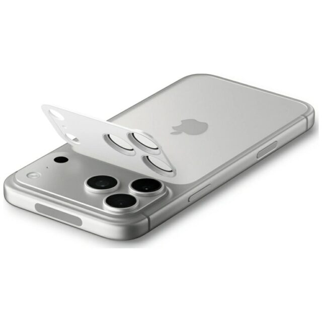 Ochrona na obiektyw aparatu Spigen        Glas.Tr Camera EZ FIT Optik Pro XL do Apple iPhone 17 Pro srebrny - imagine 3