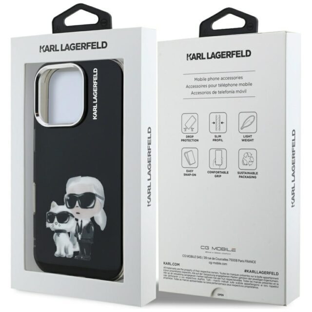 Case Karl Lagerfeld IML Aquarelle Karl   & Choupette & Logo for iPhone 16 Pro black - imagine 8