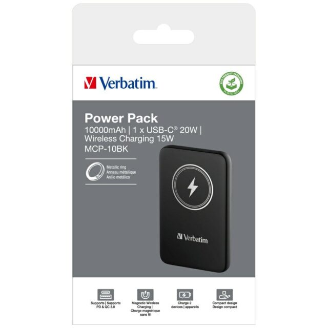 Verbatim Wireless Magnetic Power Bank `n` Go 15W 10000mAh black 32245 - imagine 6