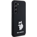 Karl Lagerfeld KLHCS23SSMHCNPK S23 S911 black hardcase Silicone Choupette Metal Pin - imagine 4