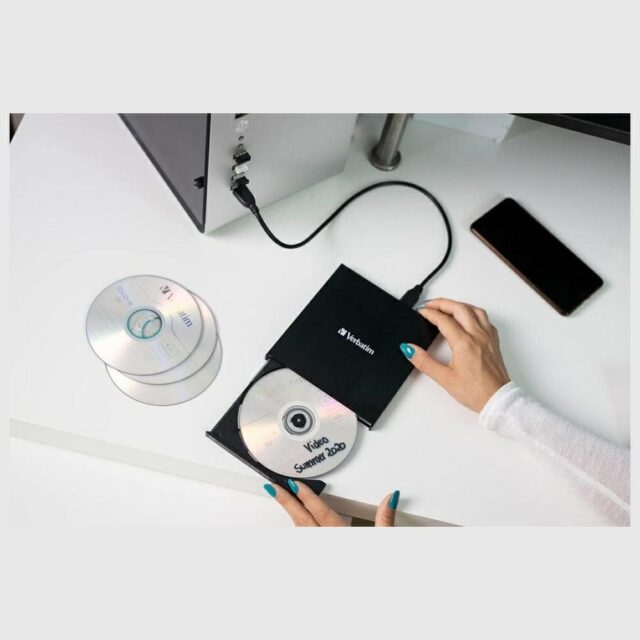 External Verbatim Slimline Writer CD/DVD USB2.0 Black 53504 - imagine 3