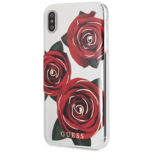 Guess GUHCI65ROSTR iPhone Xs Max transparent hard case Flower Desire red roses - imagine 2