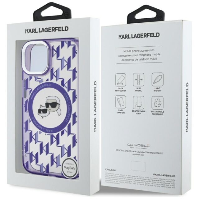 Karl Lagerfeld KLHMP15SHMCKMHU iPhone 15 6.1"purple IML Monogram Karl&Choupette Head MagSa - imagine 8