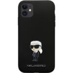 Karl Lagerfeld KLHCN61SMHKNPK iPhone 11/ Xr 6.1" black Silicone Ikonik Metal Pin - imagine 3