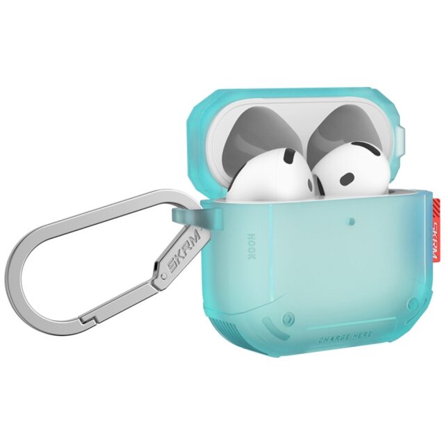 Case Skinarma Mecha CE for AirPods 4 turquoise - imagine 2