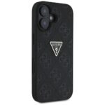 Case Guess Hot Stamp 4G Pattern Triangle Metal Logo for iPhone 16 black - imagine 4
