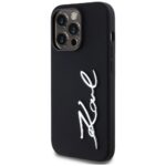Case Karl Lagerfeld Silicone Metal Script Logo for iPhone 14 Pro black - imagine 2