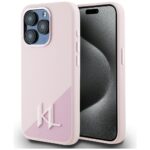 Case Karl Lagerfeld Silicone Shadow Metal Initial MagSafe for iPhone 15 Pro Max pink