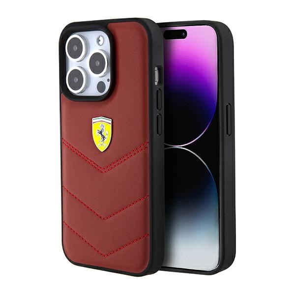 cps-073ba3dc7c4f6c3d31d8731df48b7cba-2025-12-06-10-54-08 Ferrari FEHCP15LRDUR iPhone 15 Pro 6.1" red hardcase Leather Stitched Lines - imagine 1