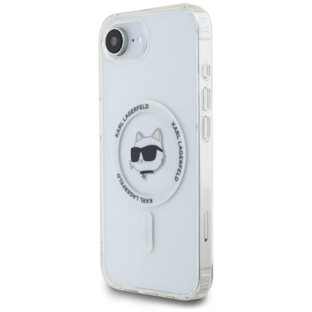 Case Karl Lagerfeld IML Metal Choupette Head MagSafe for iPhone 16e white - imagine 2