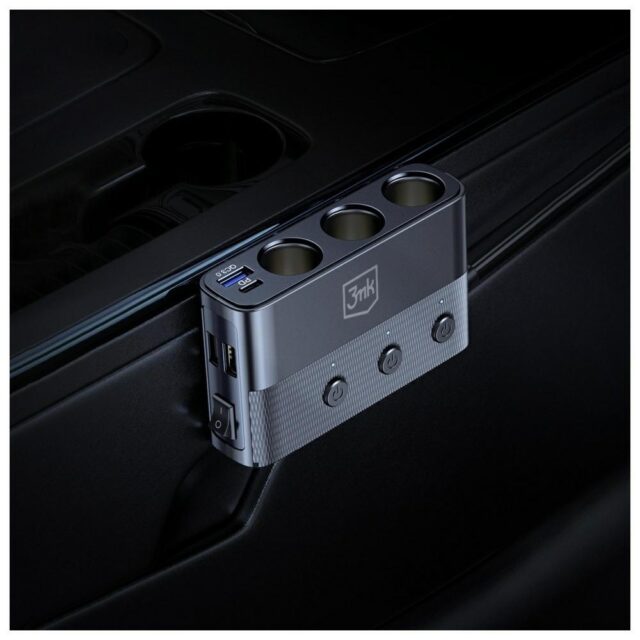 3MK Car Power Splitter 120W PD QC PPS 3xUSB-A 1xUSB-C 3xDC Black - imagine 6
