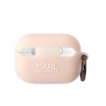 Karl Lagerfeld KLAP2RUNCHP AirPods Pro 2(2022/2023) cover pink Silicone Choupette Head 3D - imagine 2