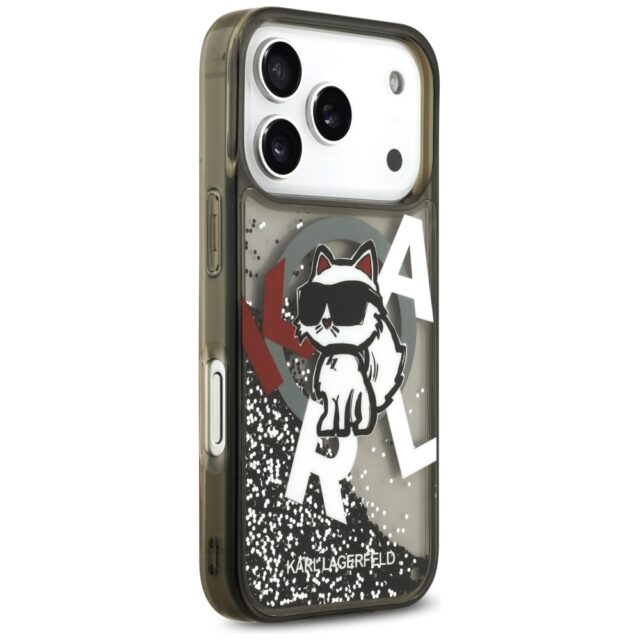 Karl Lagerfeld Liquid Glitter Choupette Logo MagSafe Case for iPhone 17 Pro Black - imagine 4