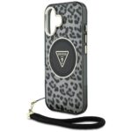 Case Guess HC IML Leopard Triangle Cord Strap for iPhone 16 MagSafe black - imagine 5