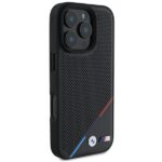 BMW BMHMP16L23PUPDK iPhone 16 Pro 6.3" black hardcase M Perforated Tricolor Line MagSafe - imagine 4
